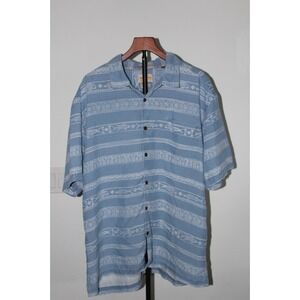 Quiksilver Waterman Men's Blue Print Button Up Shirt Size XXL Comfort Fit